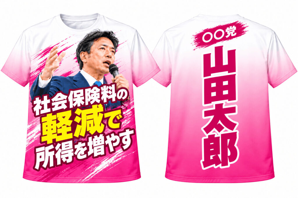 ピンクの選挙Tシャツ作成